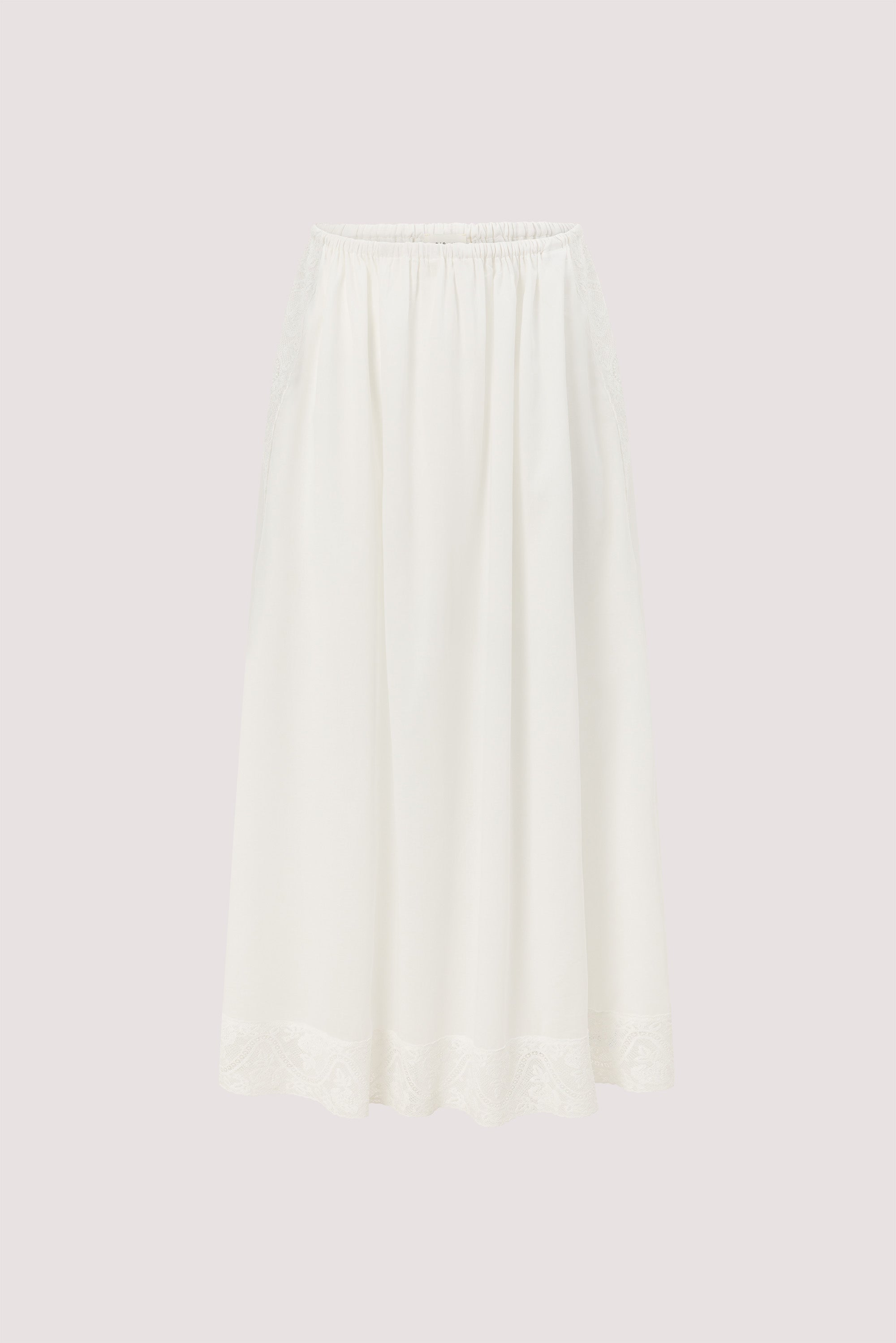 AMOUR WHITE LACE TRIM MIDI SKIRT