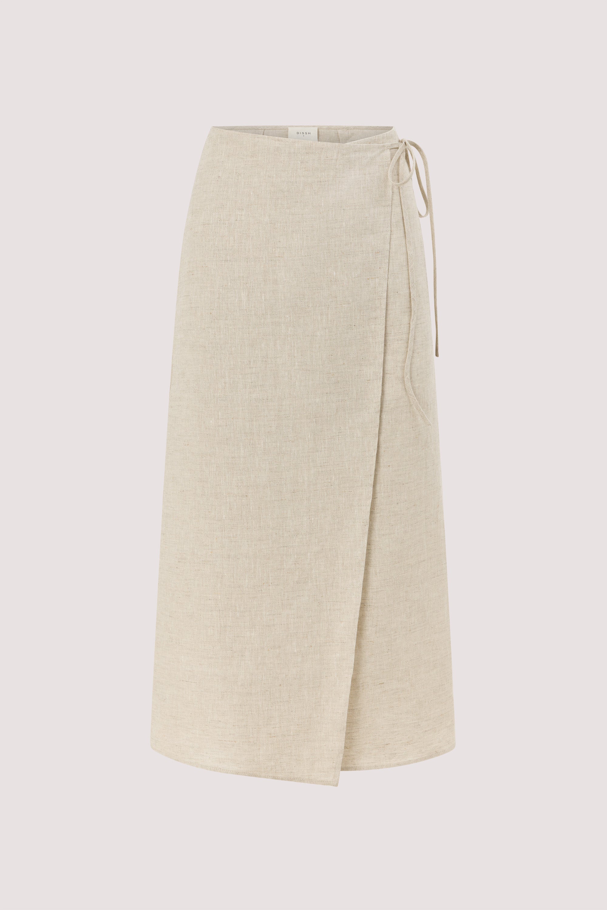 ODETTE NATURAL LINEN WRAP MIDI SKIRT