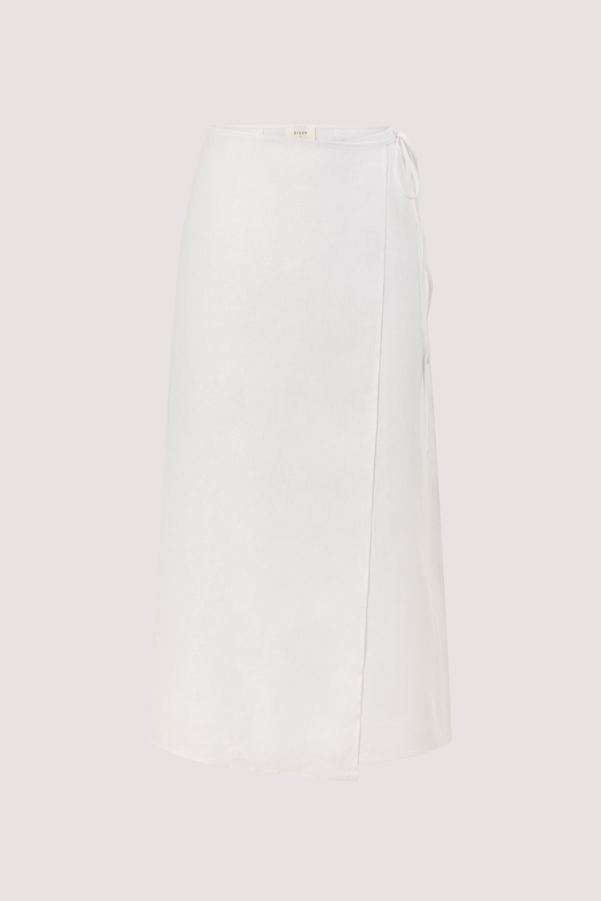 ODETTE WHITE LINEN WRAP MIDI SKIRT