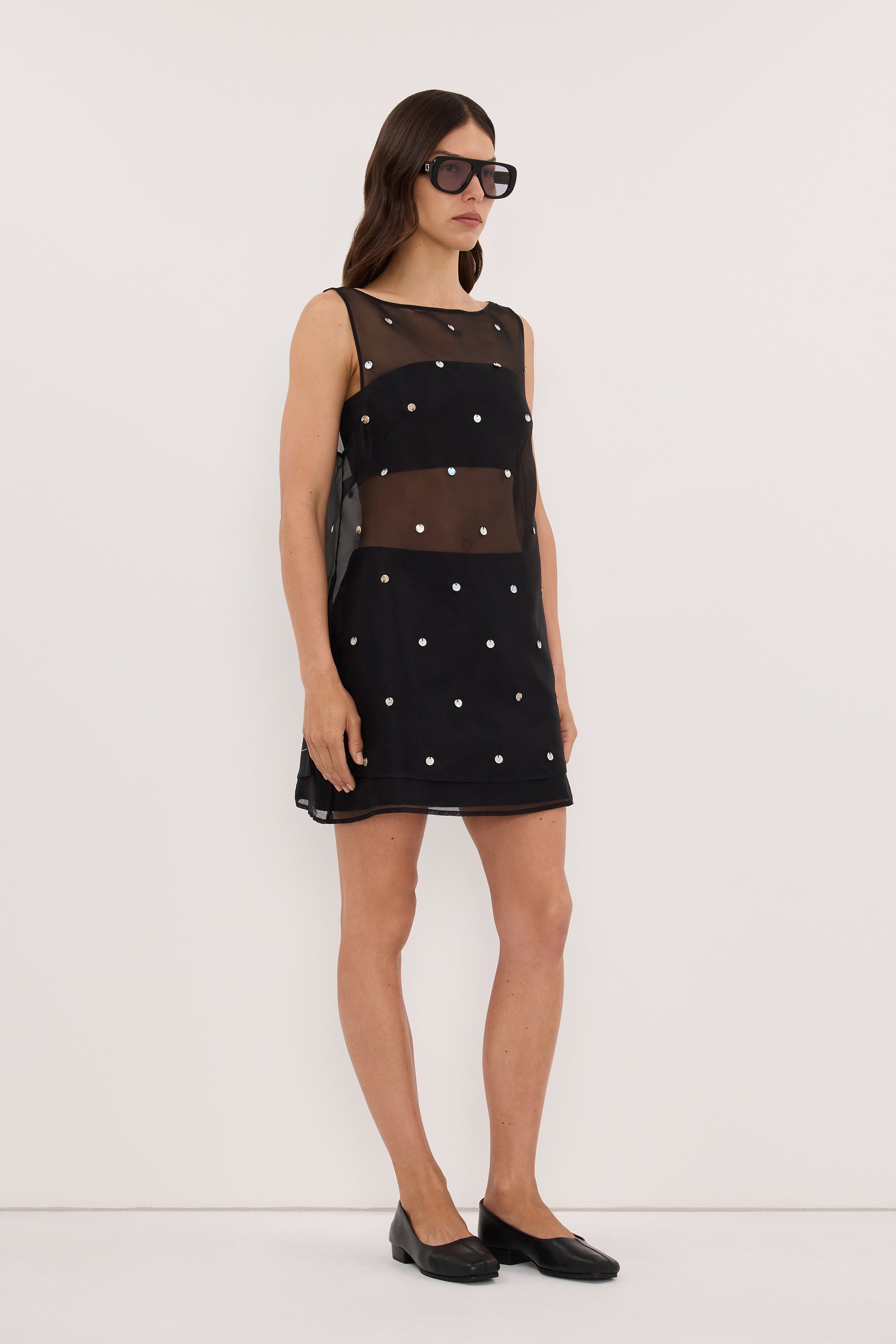 LUCINDA BLACK SILK ORGANZA SKORT - PRE ORDER
