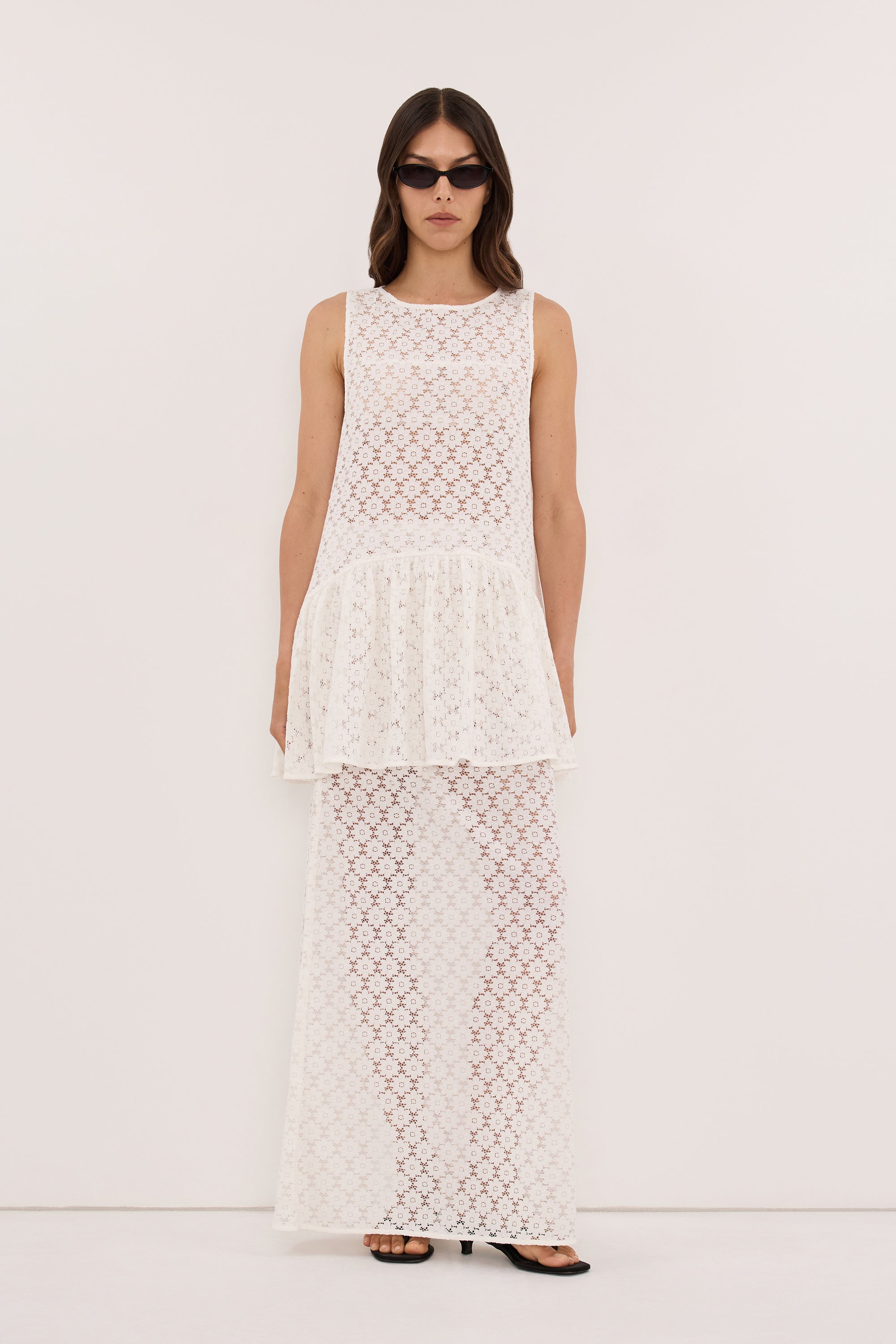 RENATA WHITE LACE MAXI SKIRT