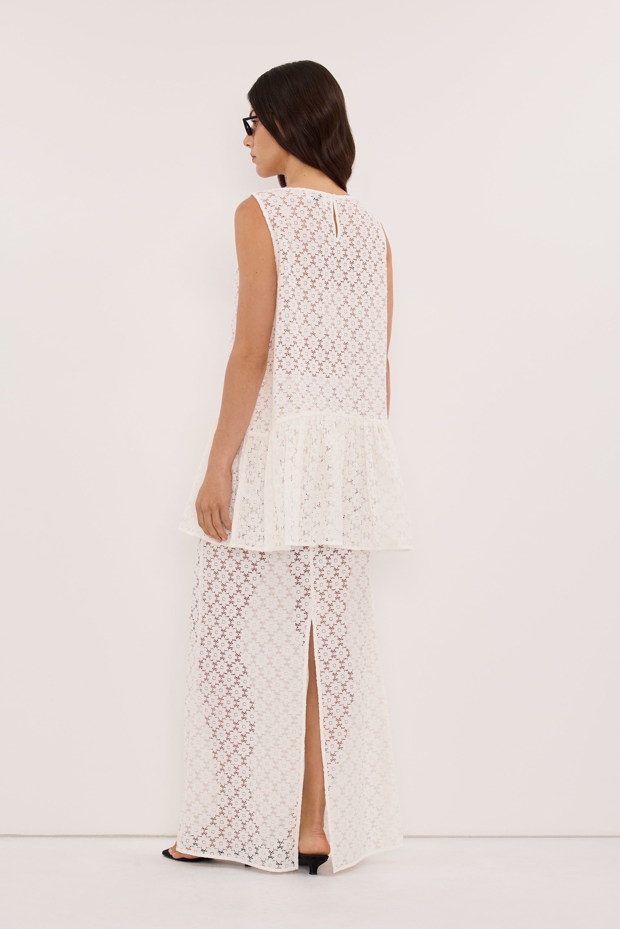 RENATA WHITE LACE MAXI SKIRT