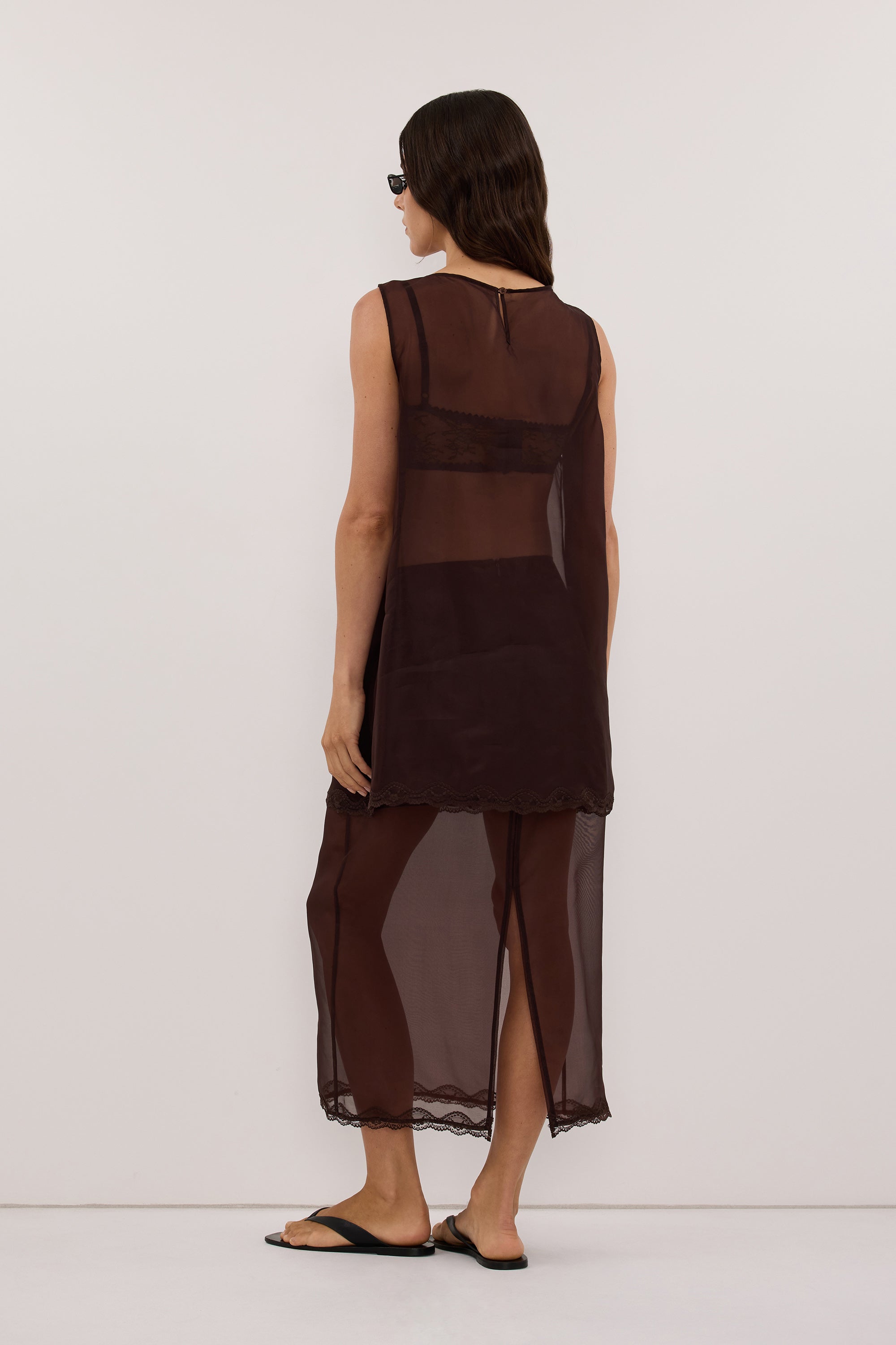RAPHAEL DARK CHOC SILK ORGANZA SKIRT - PRE ORDER