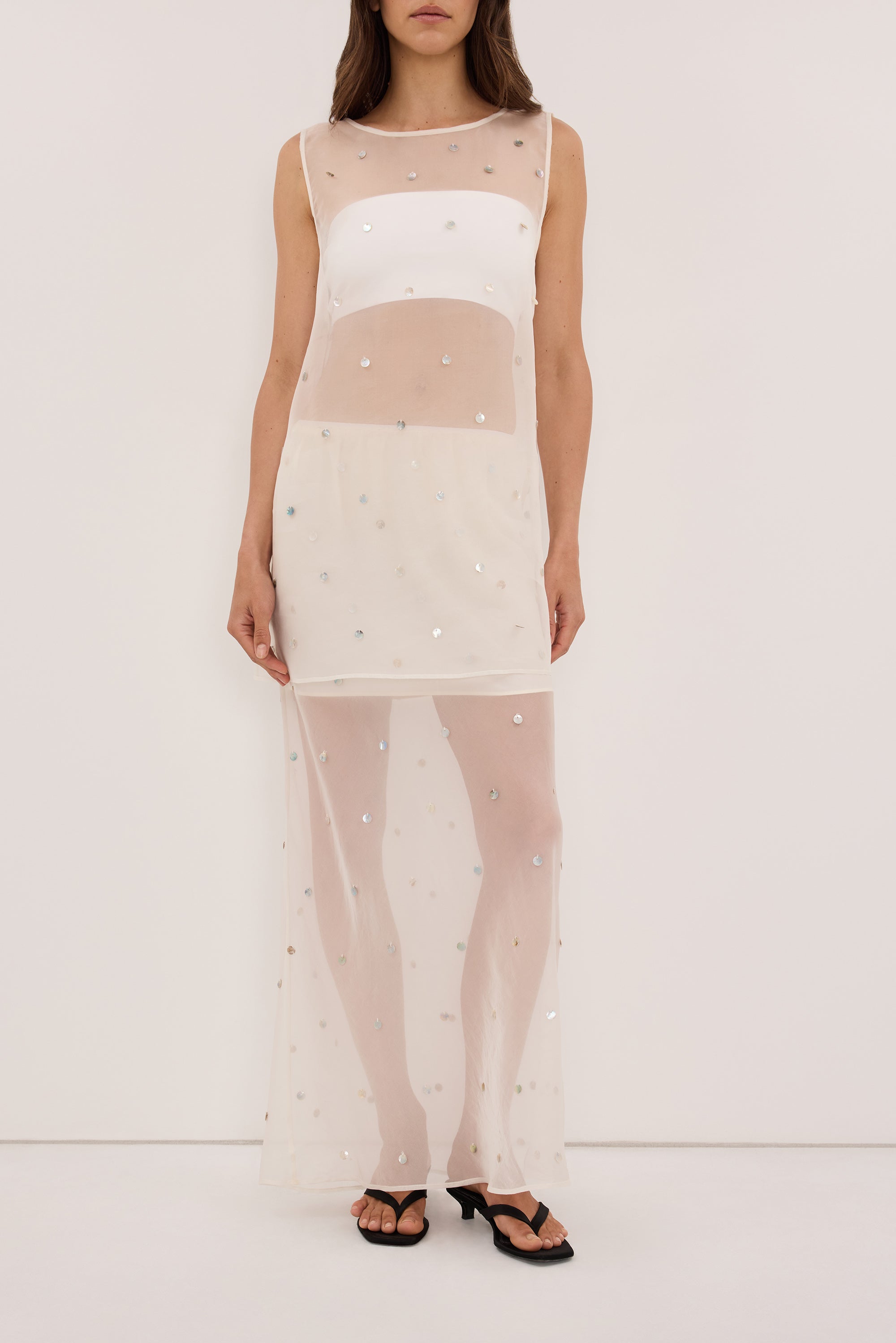 SOLEIL IVORY SILK ORGANZA MIDI SKIRT - PRE ORDER