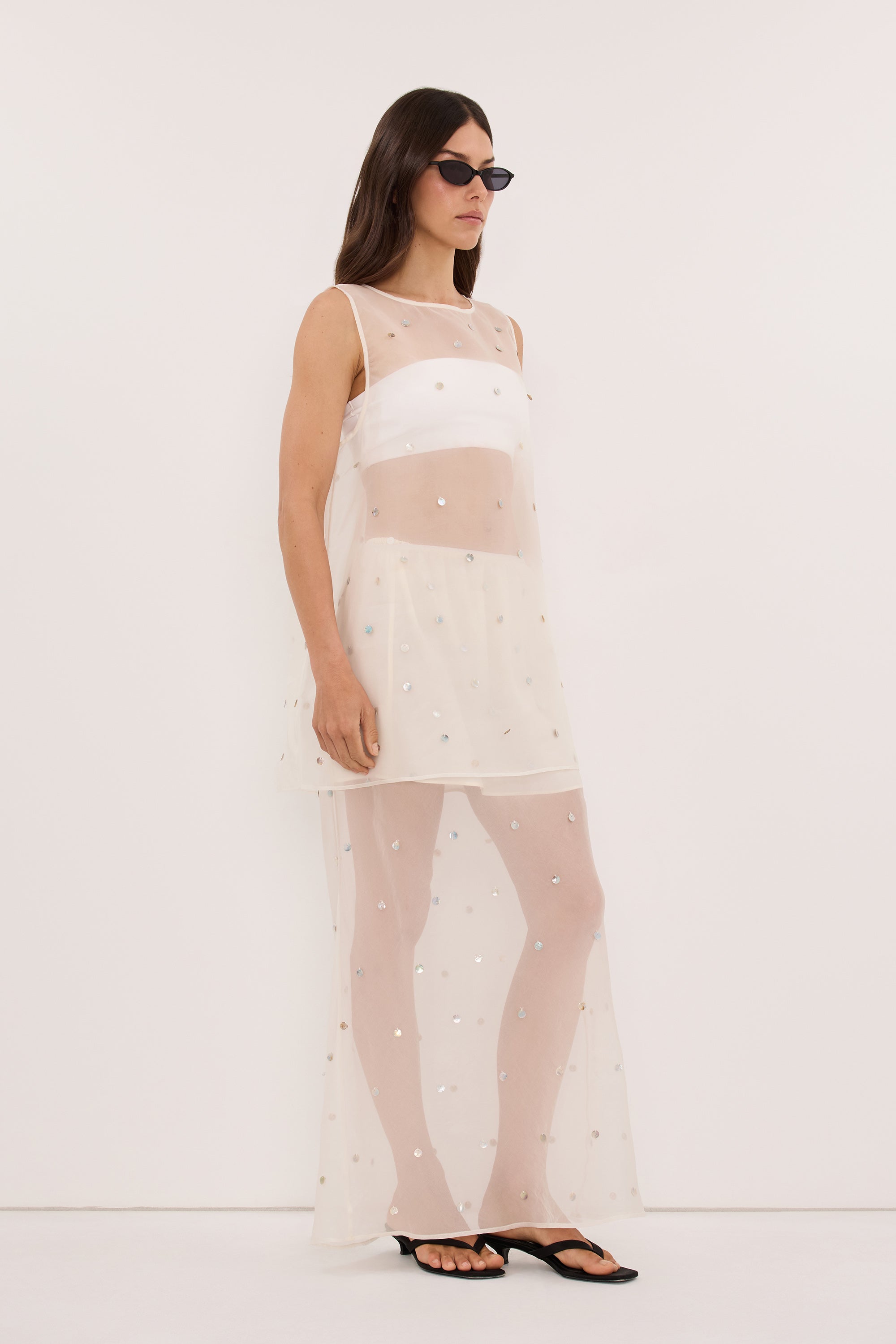 SOLEIL IVORY SILK ORGANZA MIDI SKIRT - PRE ORDER