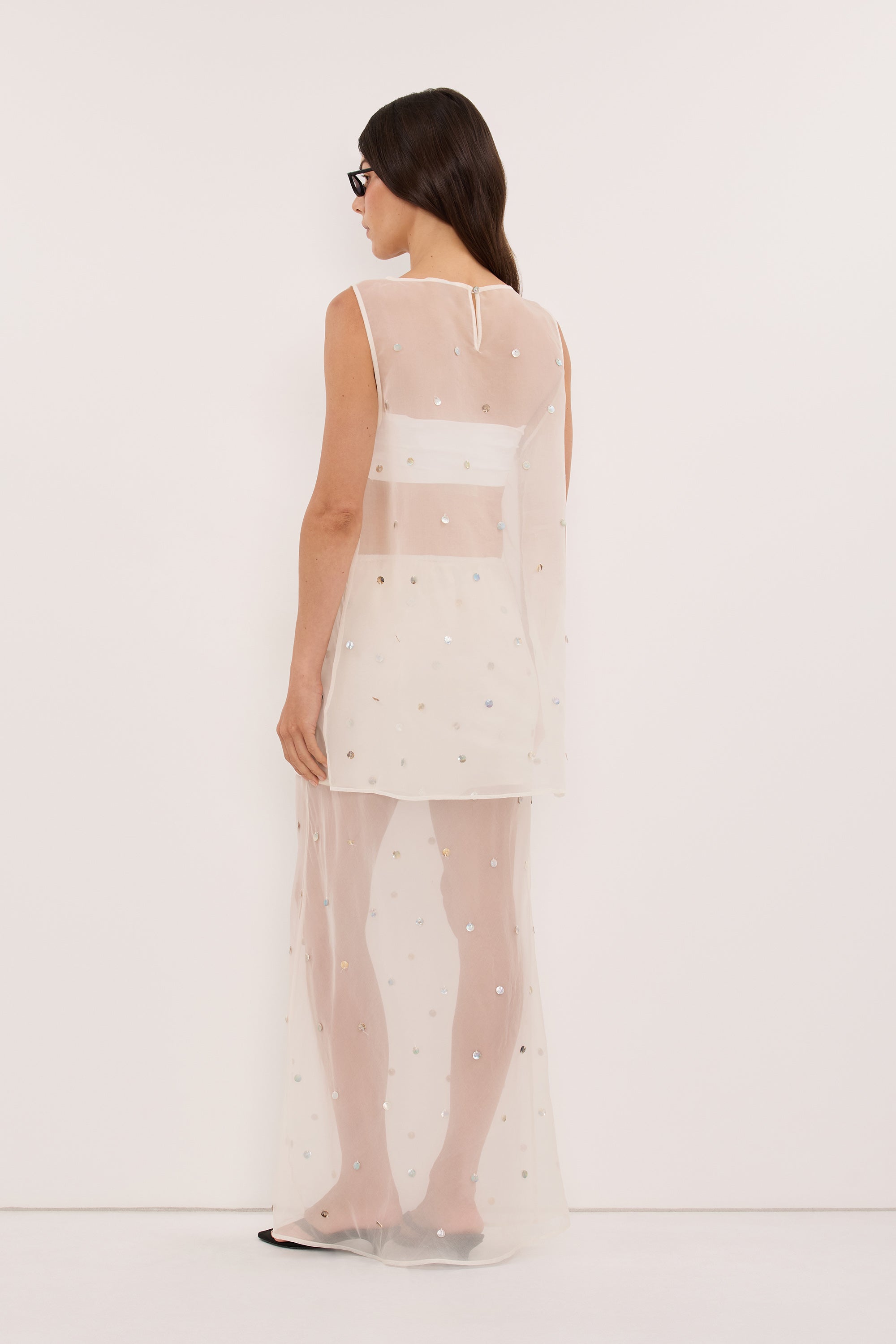 SOLEIL IVORY SILK ORGANZA MIDI SKIRT - PRE ORDER