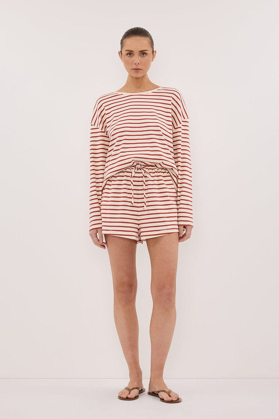 NOLA SAHARA STRIPE DRAWSTRING SHORT Clothing DISSH Boutiques XS SAHARA RED 