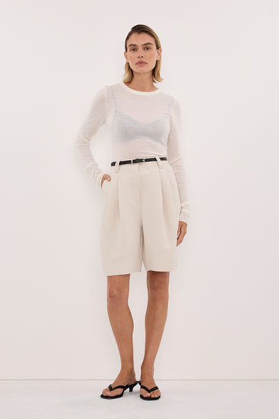 Joanna wearing CHELSEA BONE BERMUDA SHORT