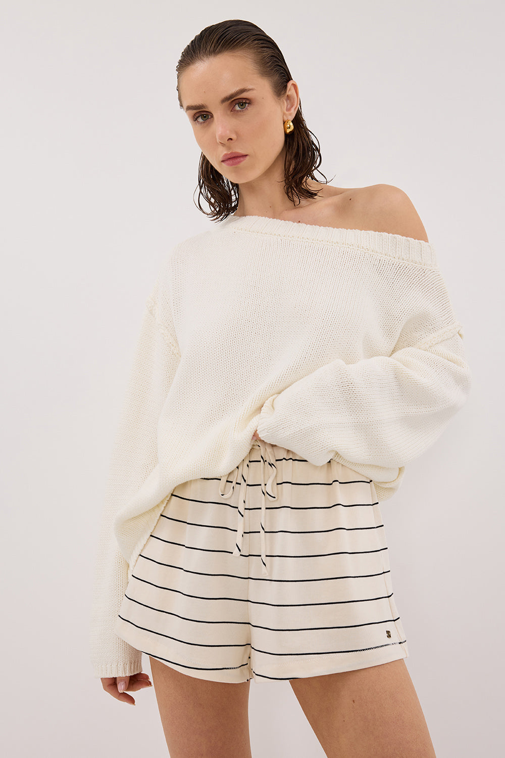 ESME OFF WHITE STRIPE SHORT Clothing DISSH Boutiques 