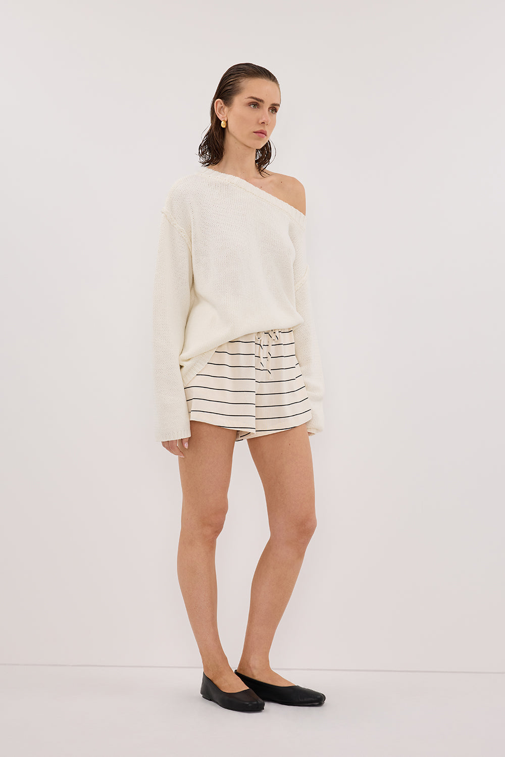ESME OFF WHITE STRIPE SHORT Clothing DISSH Boutiques 