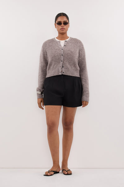 Amanda wearing CYRUS BLACK TAILORED SHORT