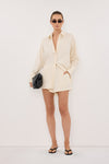 SIAN CREAM PINSTRIPE ELASTIC SHORT