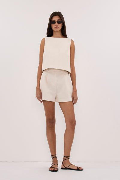 Aida wearing ROSALIE CREAM MARLE TAILORED SHORT