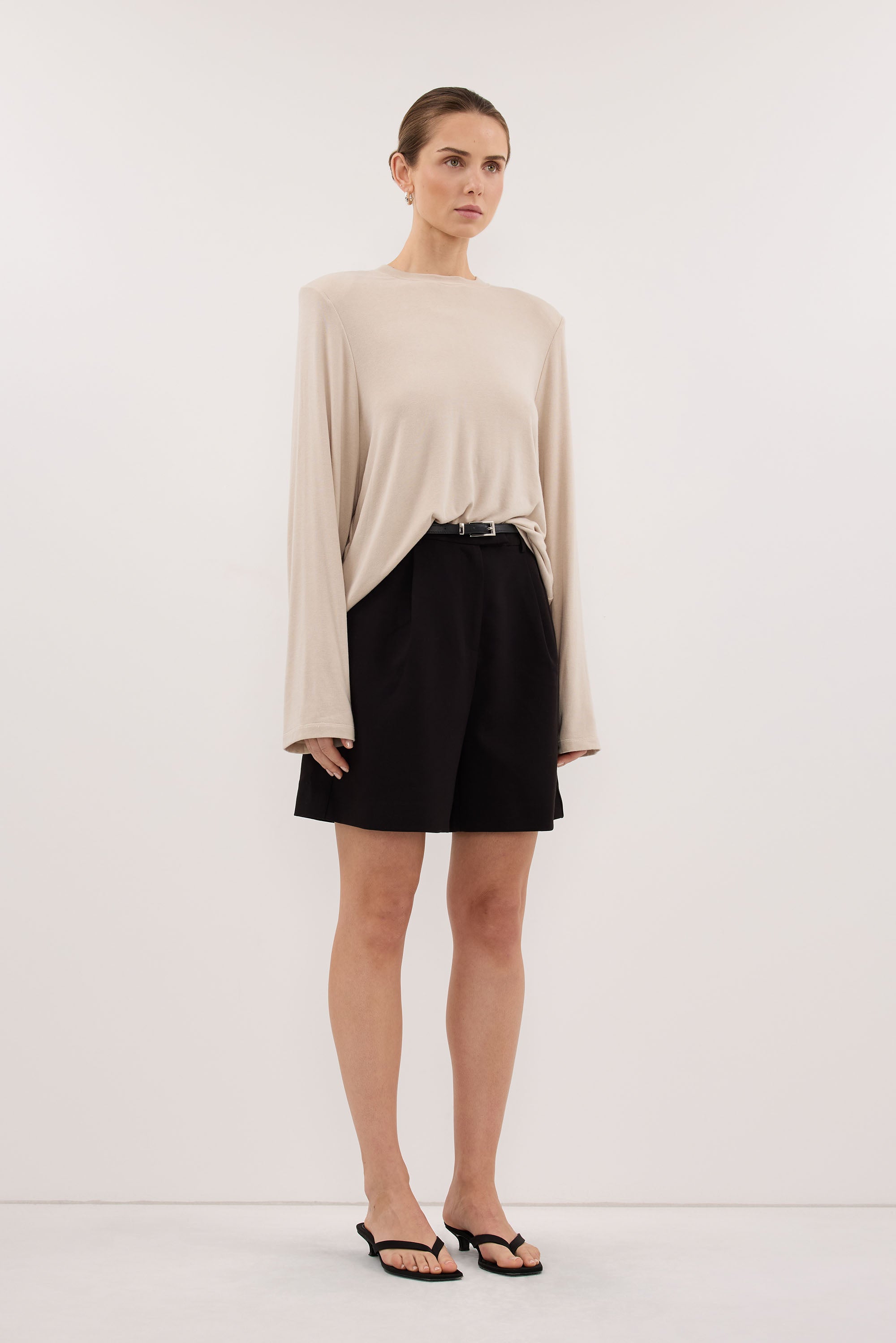 SOLENE BLACK BERMUDA SHORT