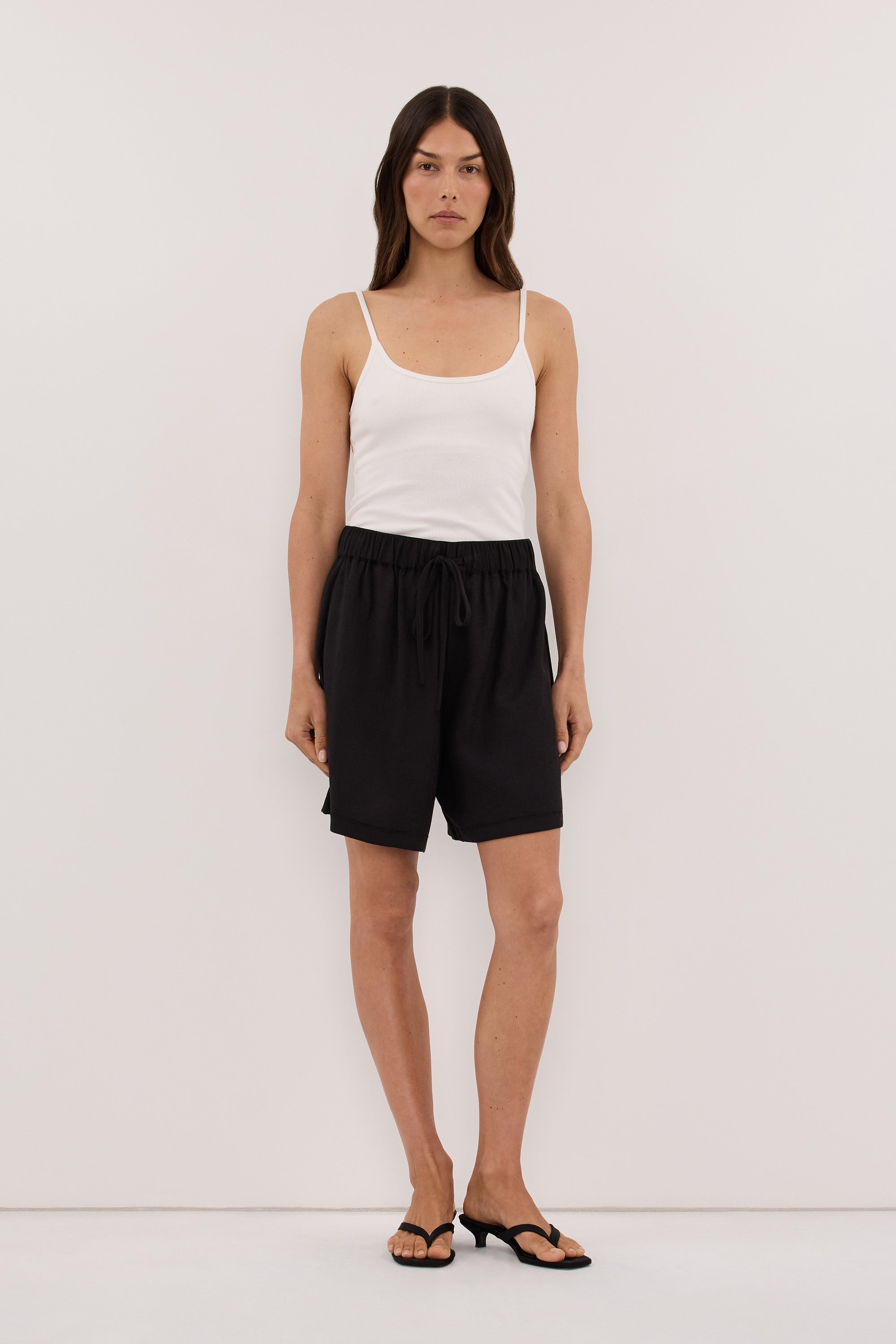CALIA BLACK DRAWSTRING BERMUDA SHORT