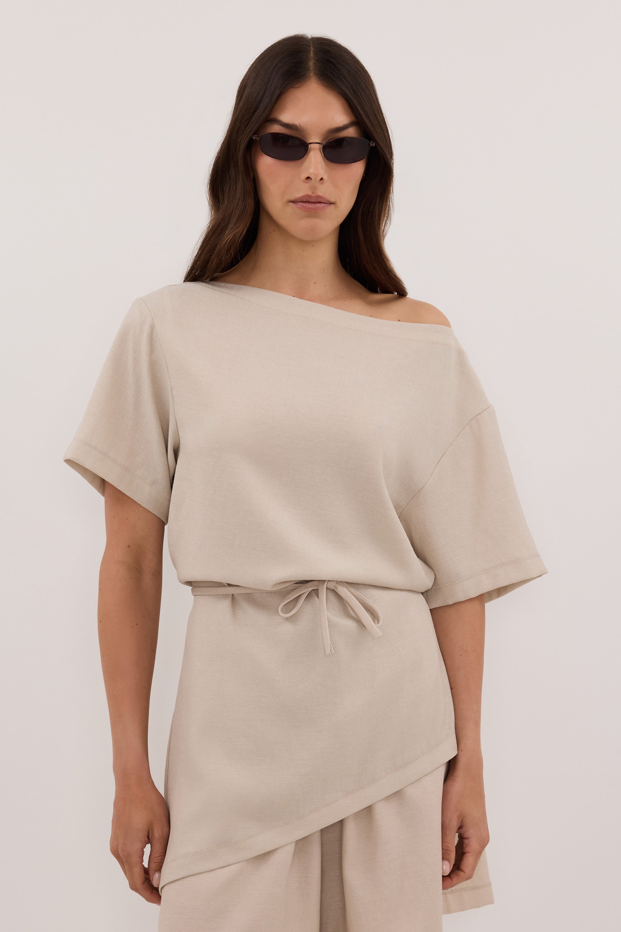 CALIA BONE DRAWSTRING BERMUDA SHORT