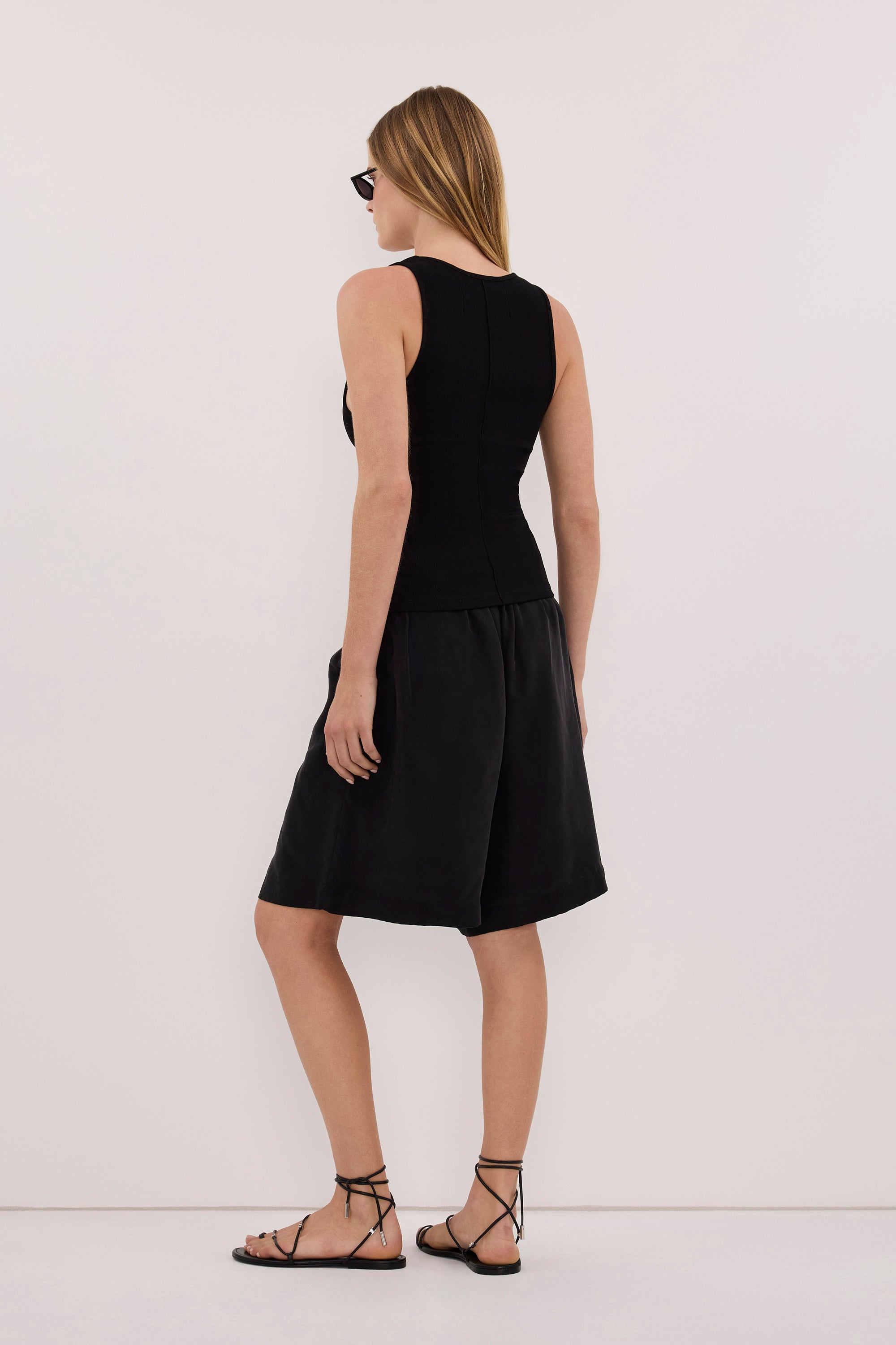 ALICE BLACK CUPRO BERMUDA SHORT