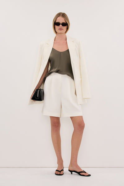 Zoe wearing MILLIE CREAM BERMUDA SHORT