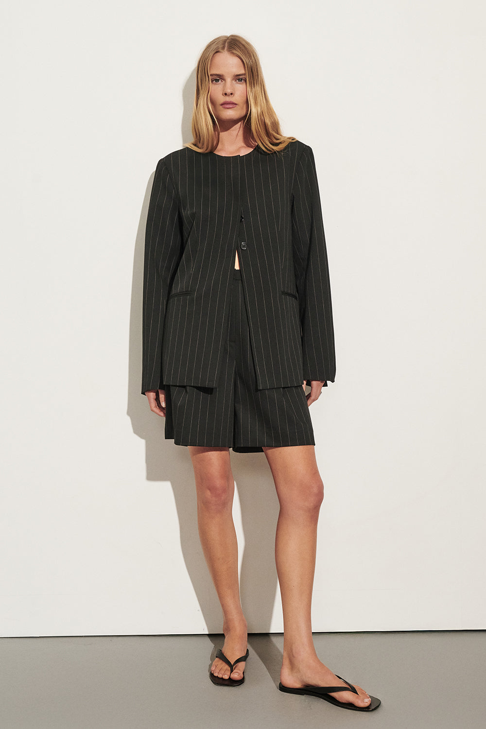 SIAN BLACK PINSTRIPE BERMUDA SHORT