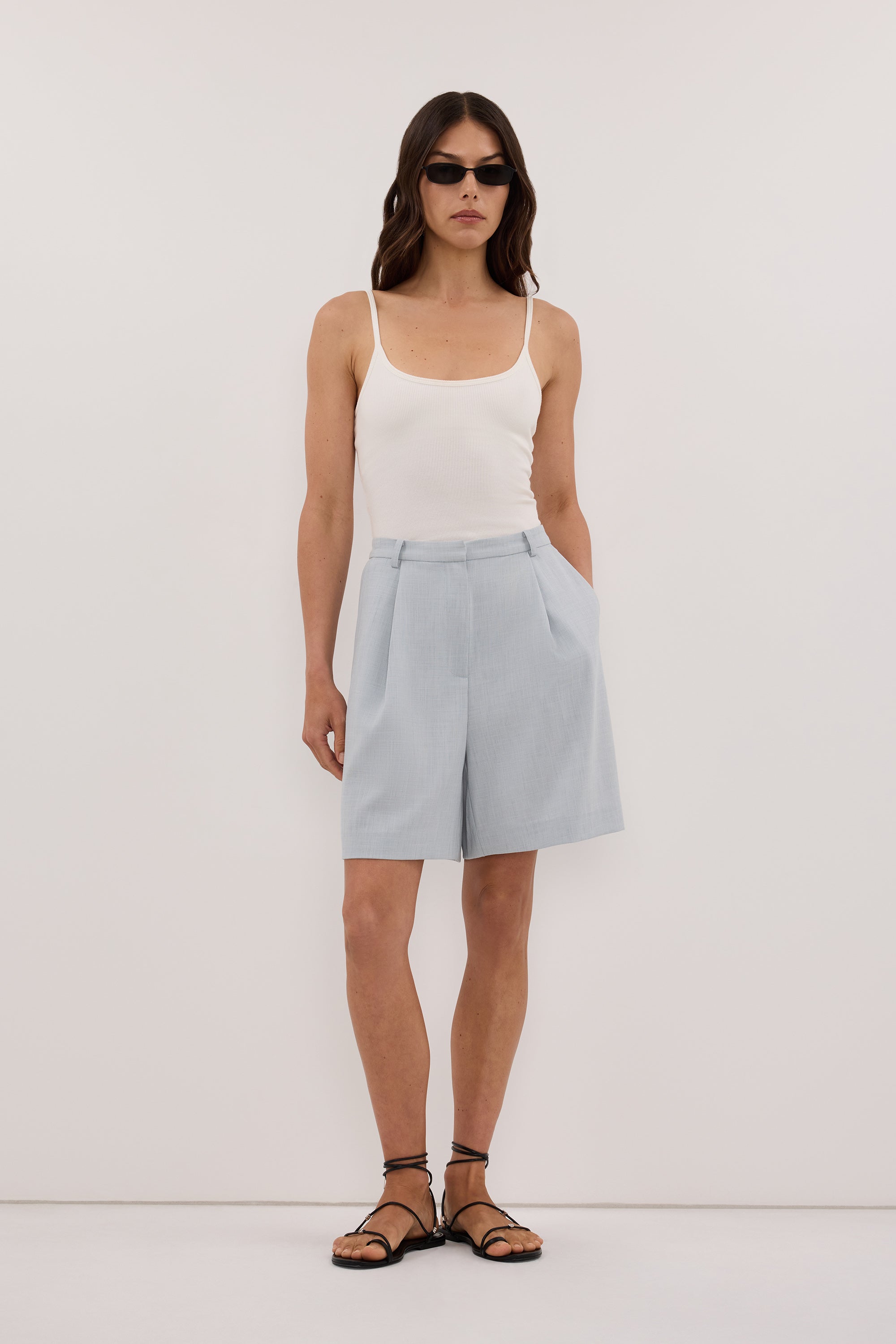 HALINA MINERAL BLUE TAILORED BERMUDA SHORT - PRE ORDER
