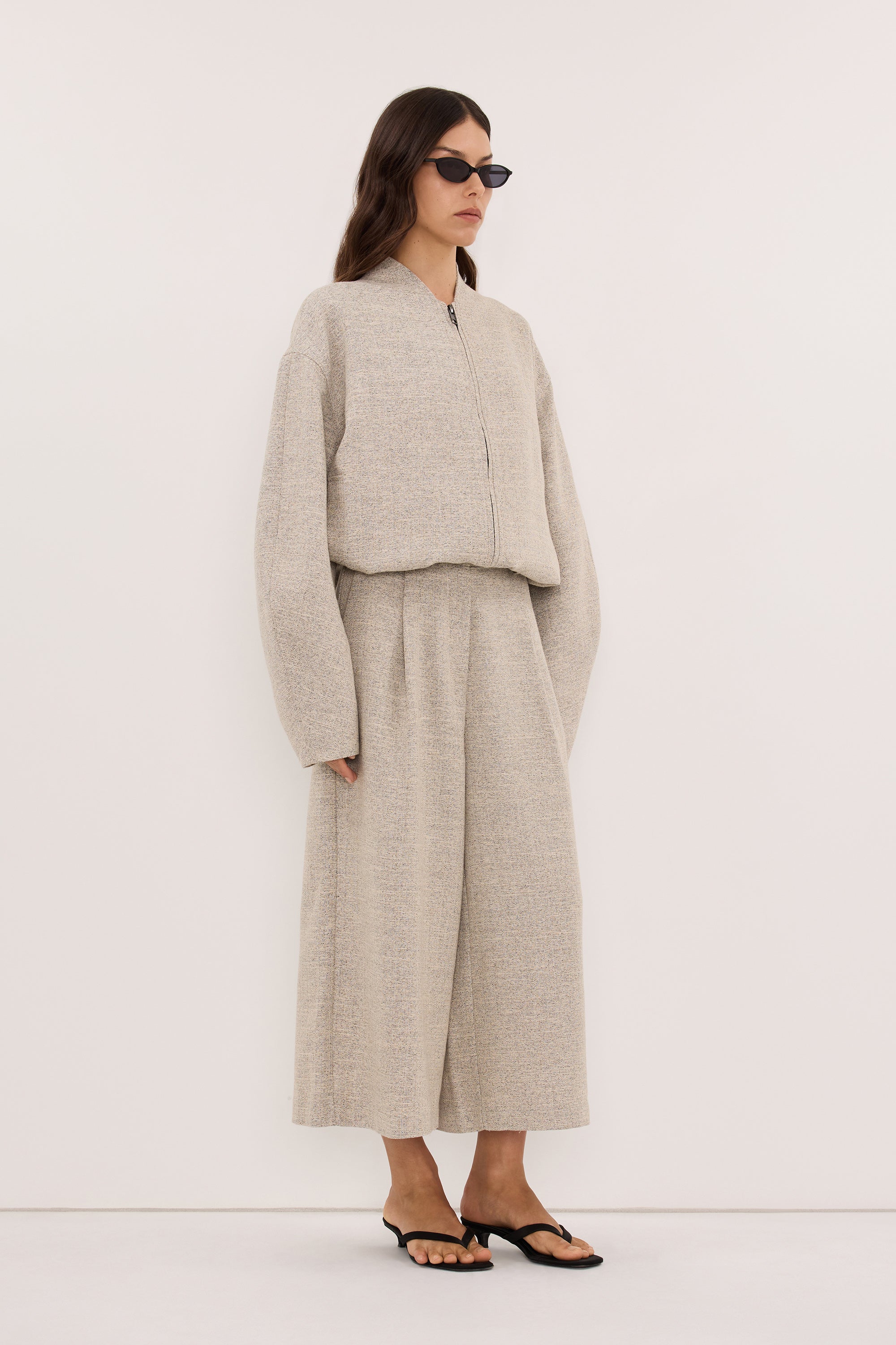 FINN OAT BASKETWEAVE CULOTTE PANT