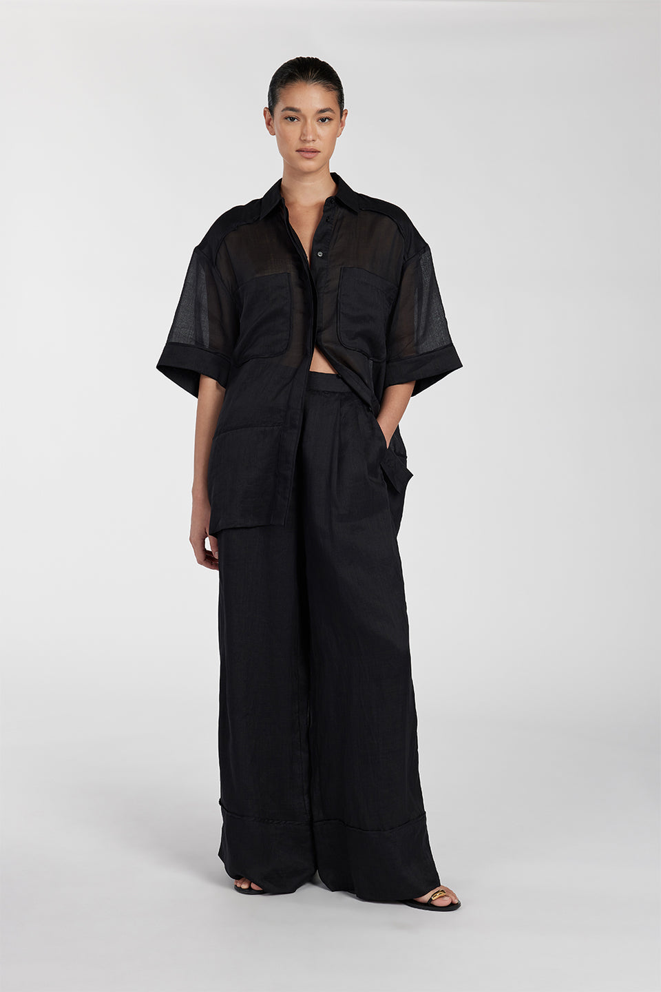 KAI BLACK RAMIE RESORT PANT Clothing DISSH Boutiques 12 BLACK 