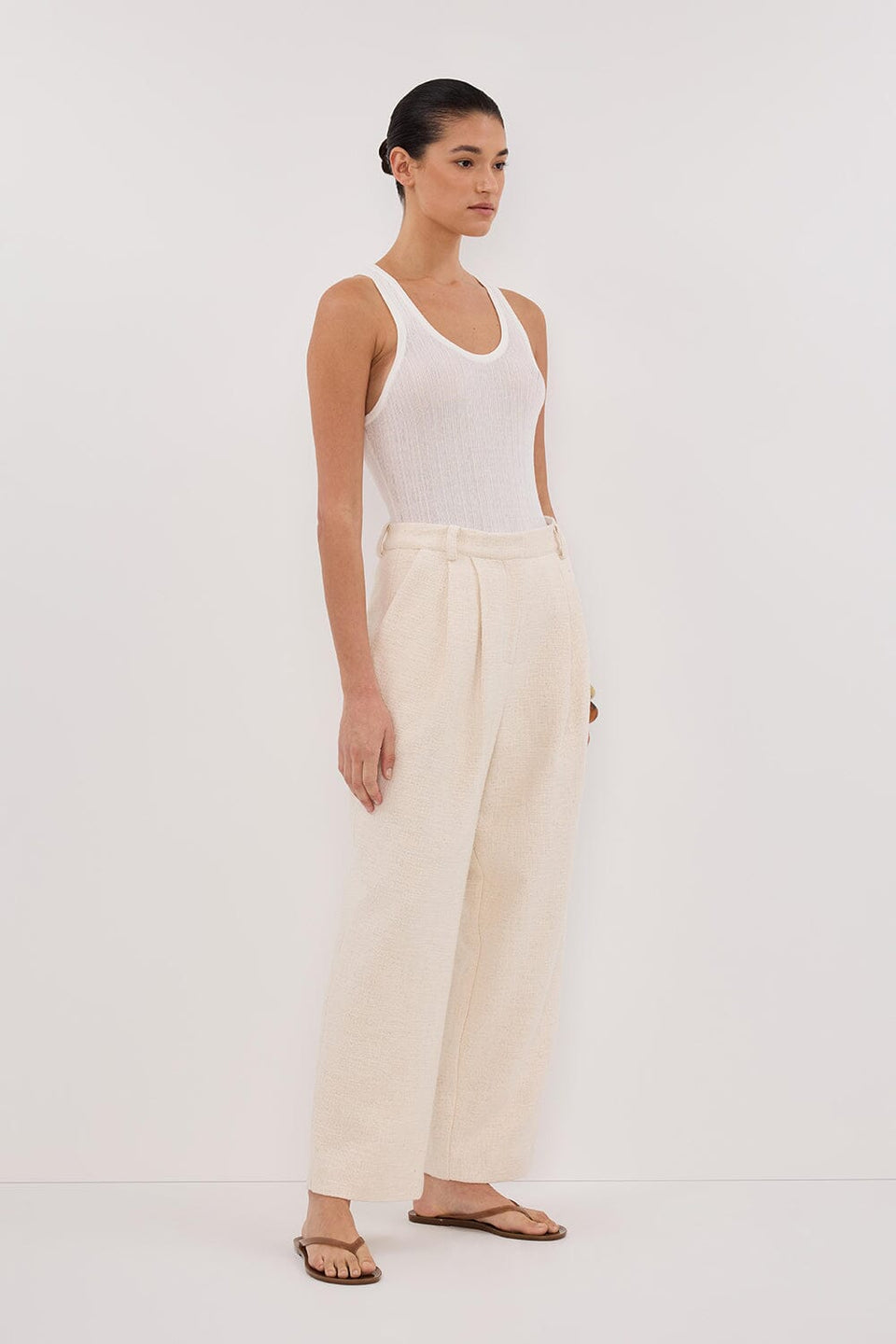 NIA NATURAL OPEN WEAVE PANT Clothing DISSH Boutiques 