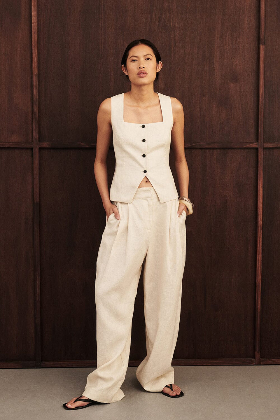 FRAN SANDSTONE LINEN PANT Clothing DISSH Boutiques 6 SANDSTONE 