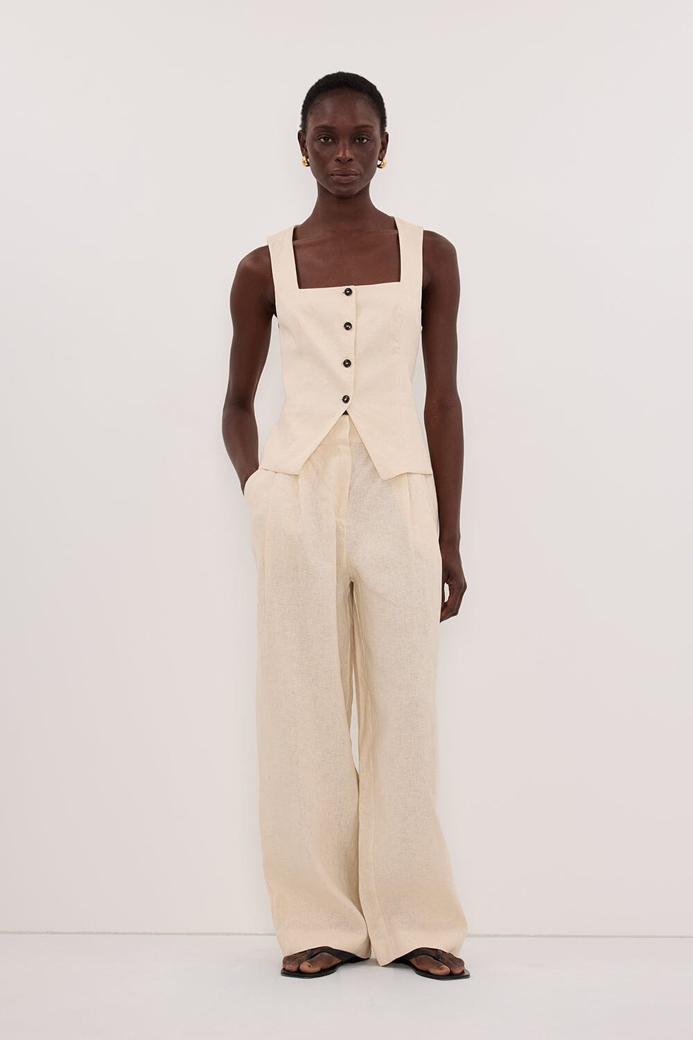 FRAN SANDSTONE LINEN PANT Clothing DISSH Boutiques 
