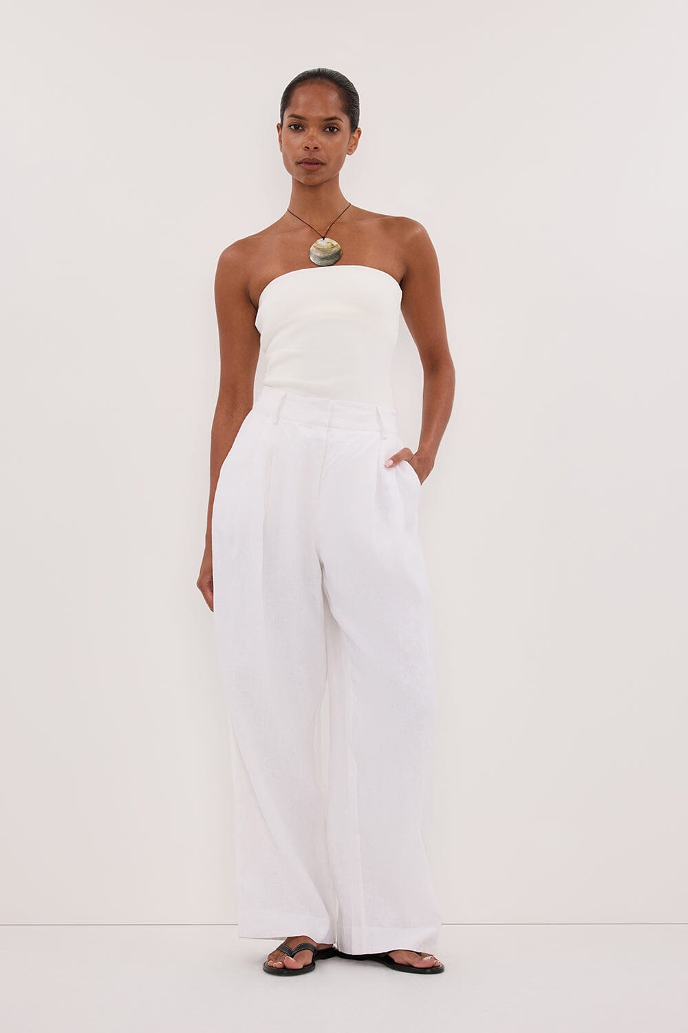 FRAN WHITE LINEN PANT Clothing DISSH Boutiques 