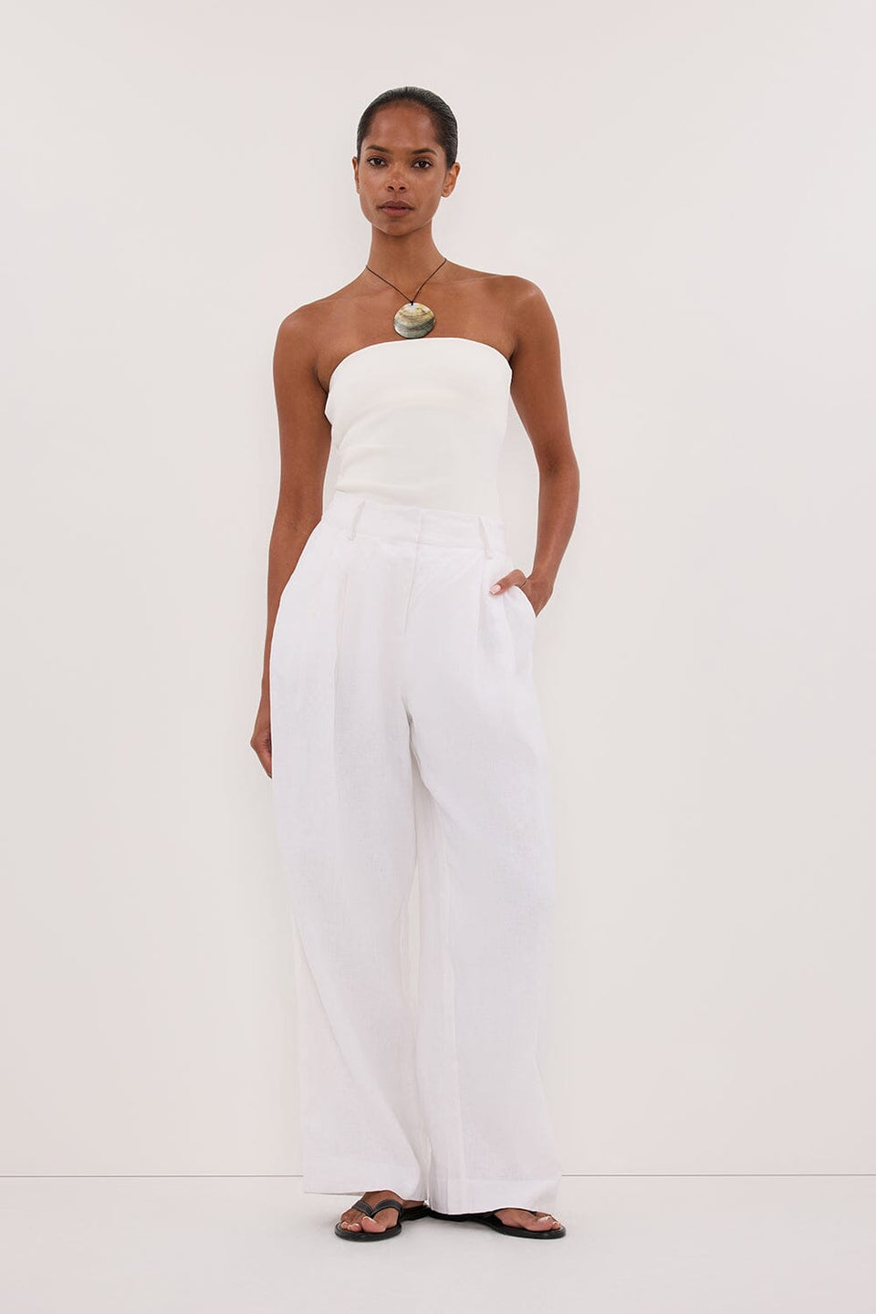FRAN WHITE LINEN PANT Clothing DISSH Boutiques 