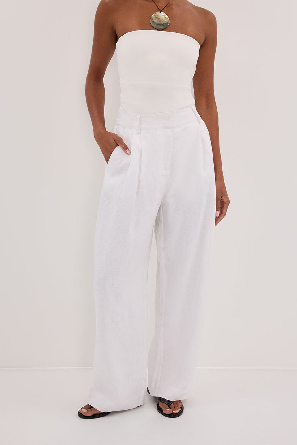 FRAN WHITE LINEN PANT Clothing DISSH Boutiques 