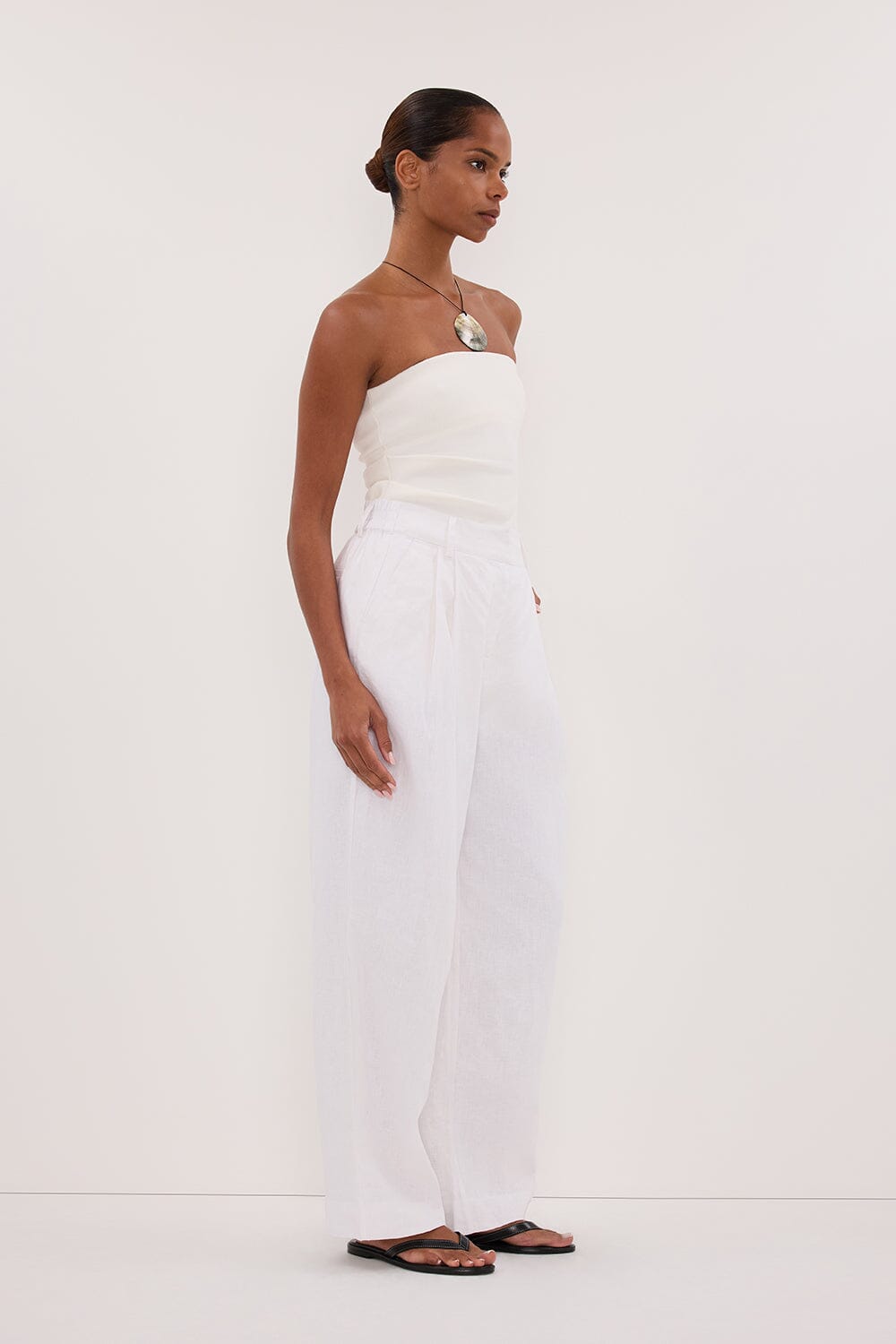 FRAN WHITE LINEN PANT Clothing DISSH Boutiques 