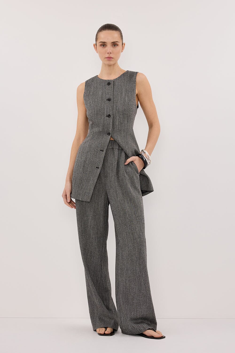 MANHATTAN CHARCOAL TWEED PANT Clothing DISSH Boutiques 
