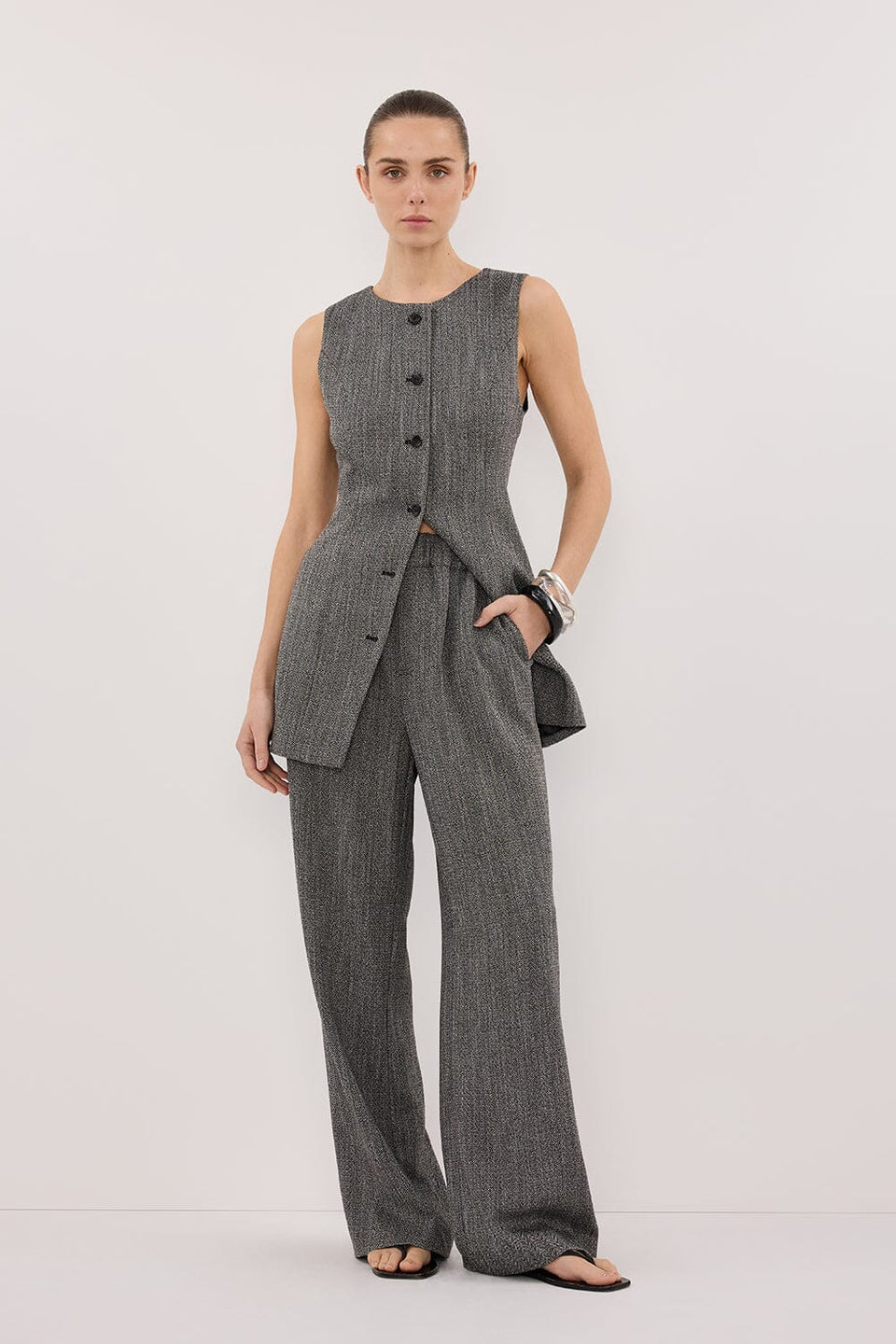 MANHATTAN CHARCOAL TWEED PANT Clothing DISSH Boutiques 