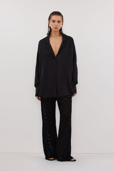 Stas wearing BELLE BLACK LACE PANT