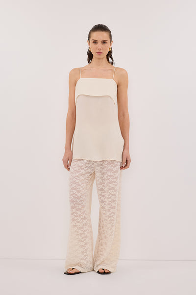 Stas wearing BELLE CREAM LACE PANT