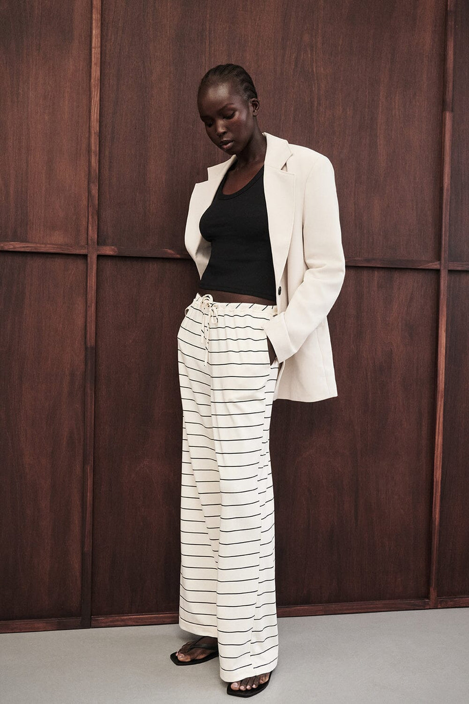 ESME OFF WHITE STRIPE PANT Clothing DISSH Boutiques XS OFF WHITE 