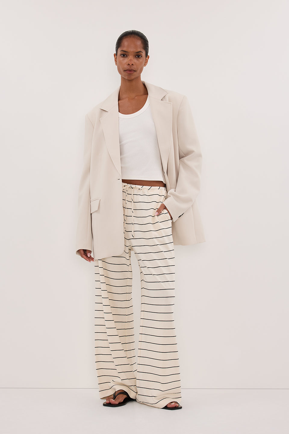 ESME OFF WHITE STRIPE PANT Clothing DISSH Boutiques 