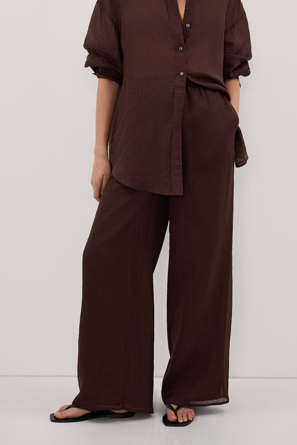 GINNY BURNT CHOC RAMIE PANT Clothing DISSH Boutiques 