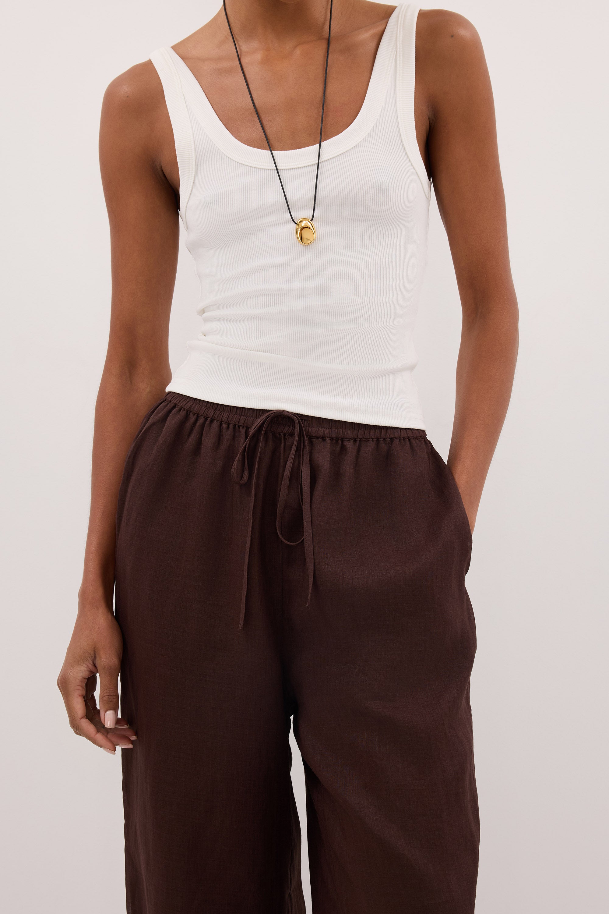 GINNY BURNT CHOC RAMIE PANT