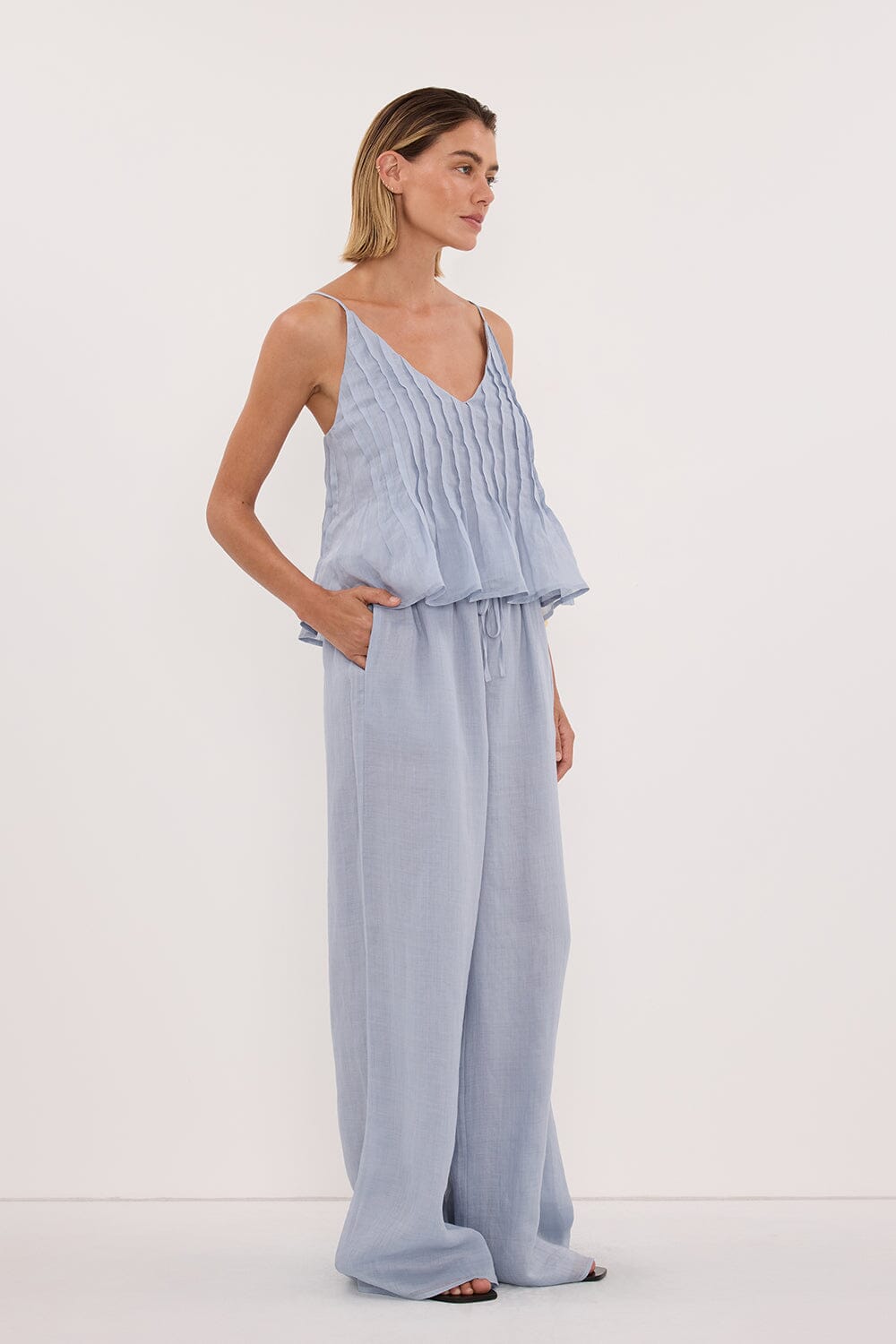 GINNY DUSTY BLUE RAMIE PANT