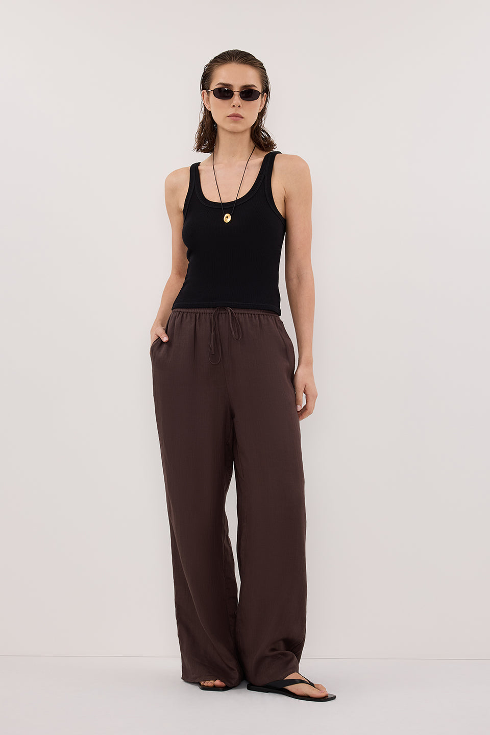 GINNY DARK CHOC RAMIE PANT Clothing DISSH Boutiques 