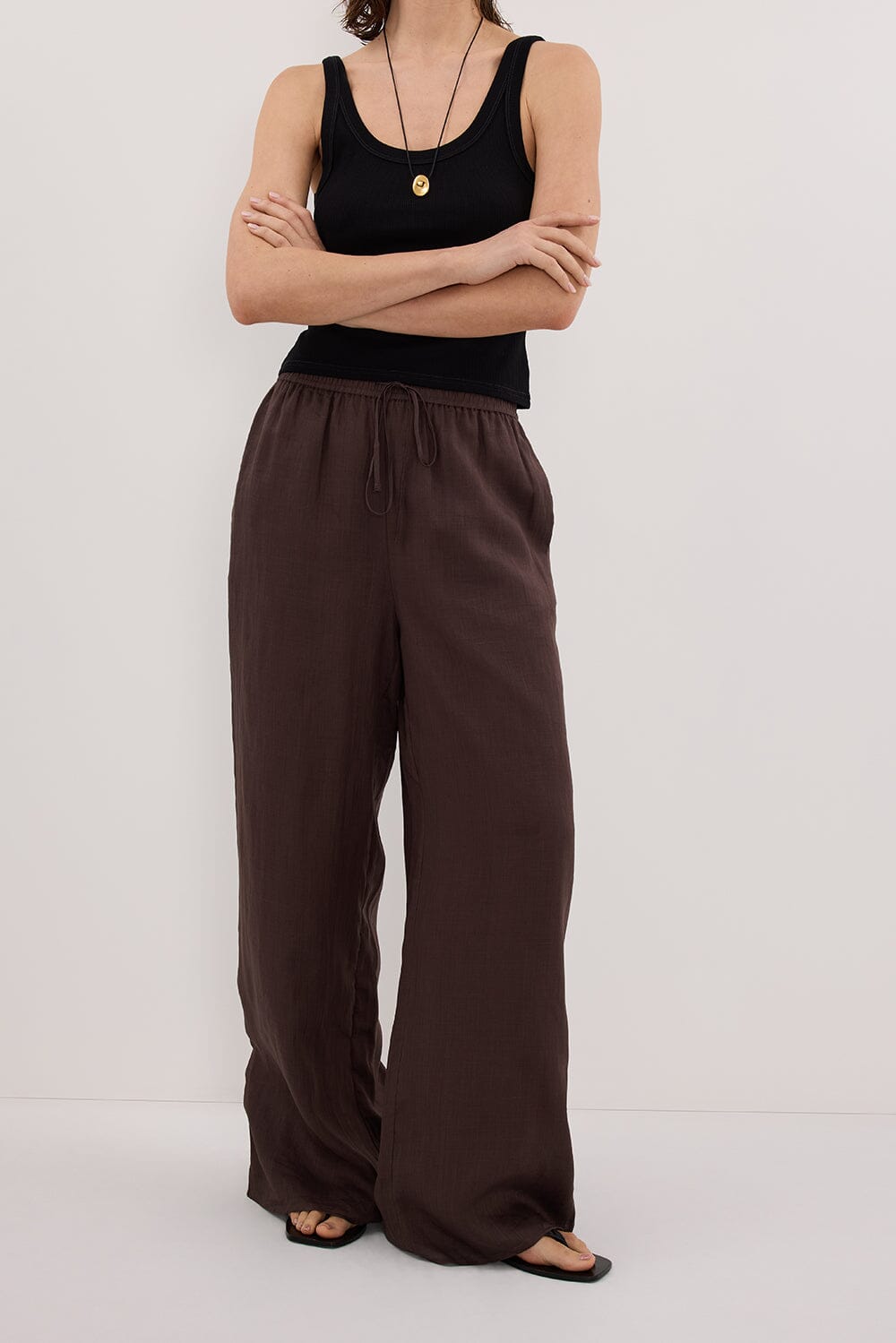 GINNY DARK CHOC RAMIE PANT Clothing DISSH Boutiques 