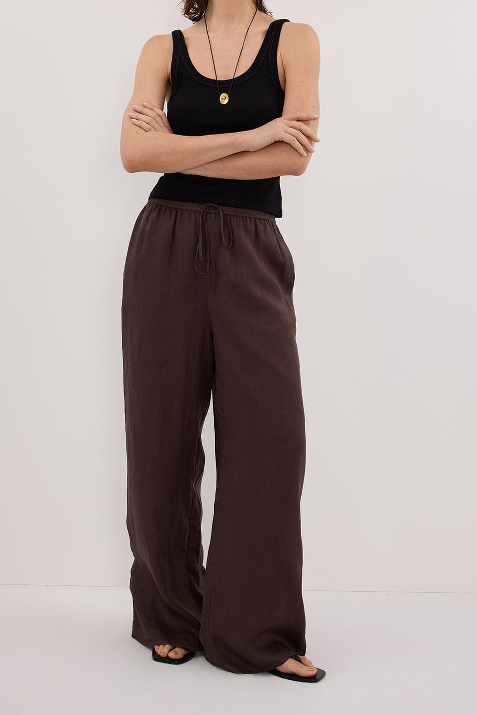 GINNY DARK CHOC RAMIE PANT Clothing DISSH Boutiques 