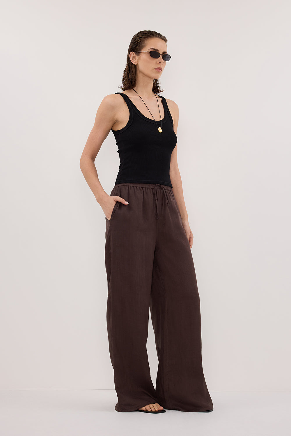 GINNY DARK CHOC RAMIE PANT Clothing DISSH Boutiques 