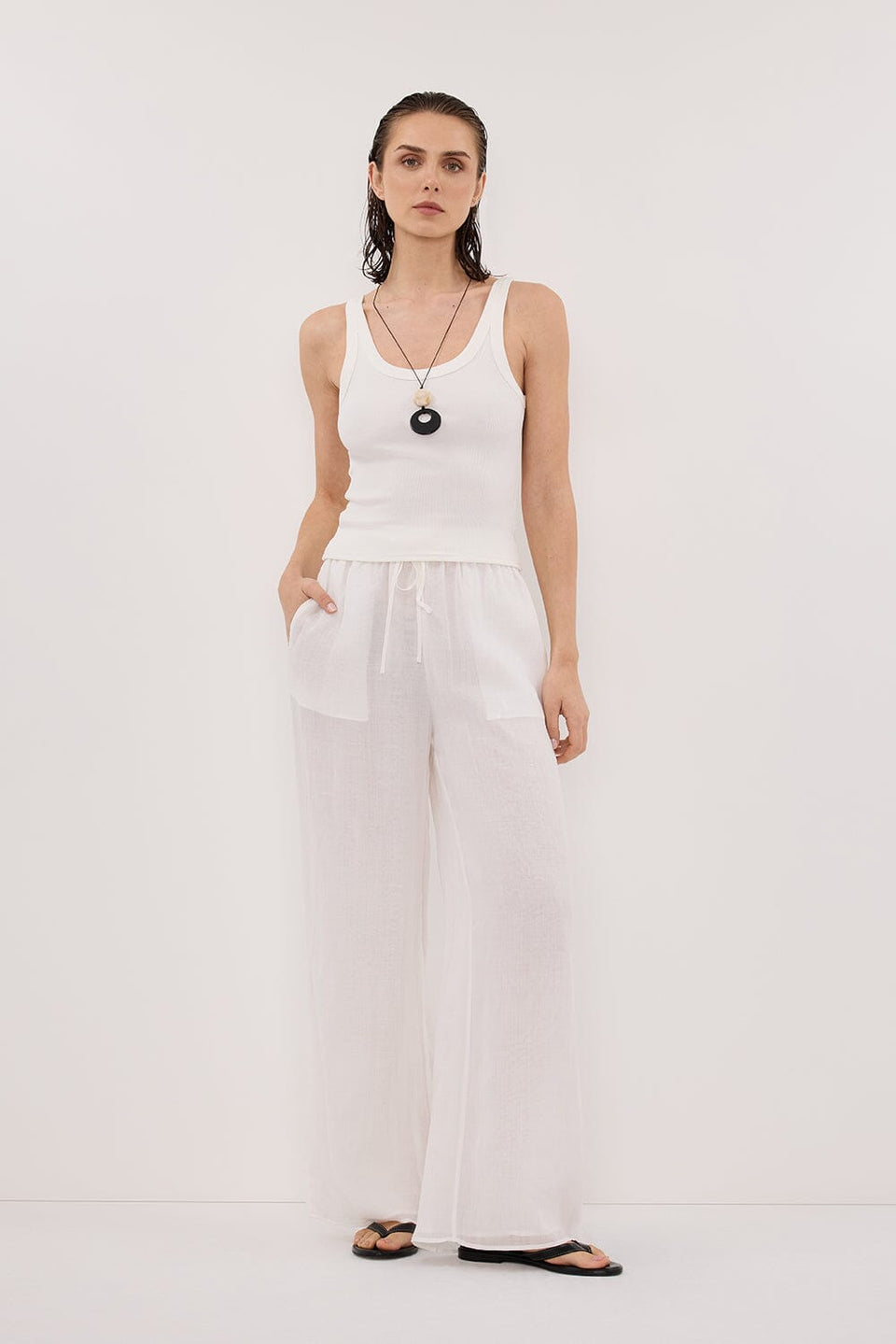 GINNY WHITE RAMIE PANT Clothing DISSH Boutiques 