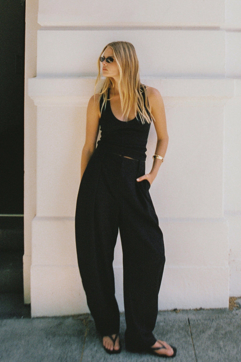 ROMY BLACK BARREL LEG TAILORED PANT Clothing DISSH Boutiques 