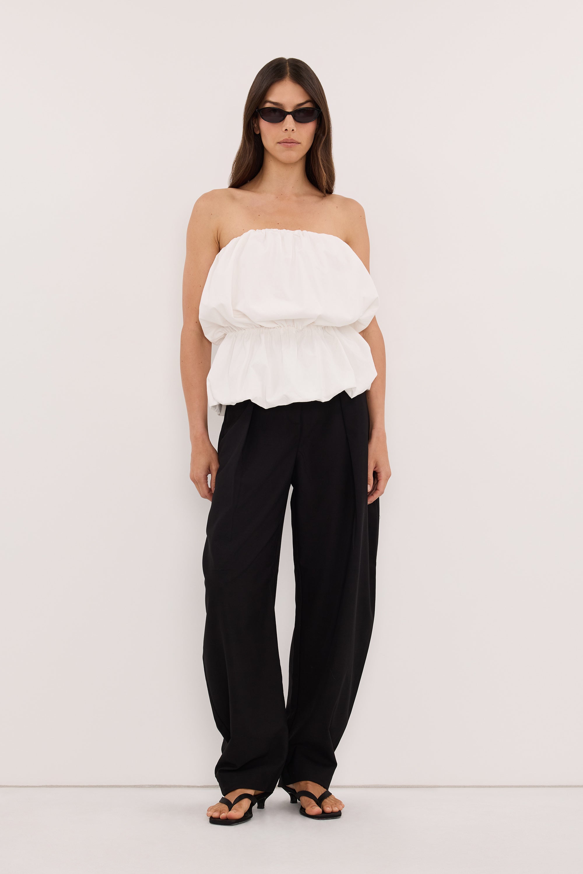 ROMY BLACK BARREL LEG TAILORED PANT