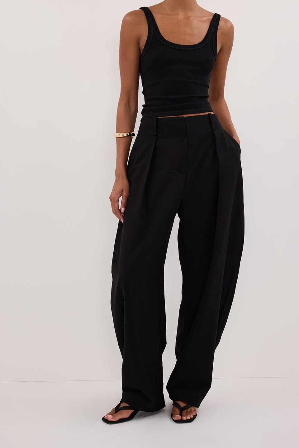 ROMY BLACK BARREL LEG TAILORED PANT - PRE ORDER Clothing DISSH Boutiques 